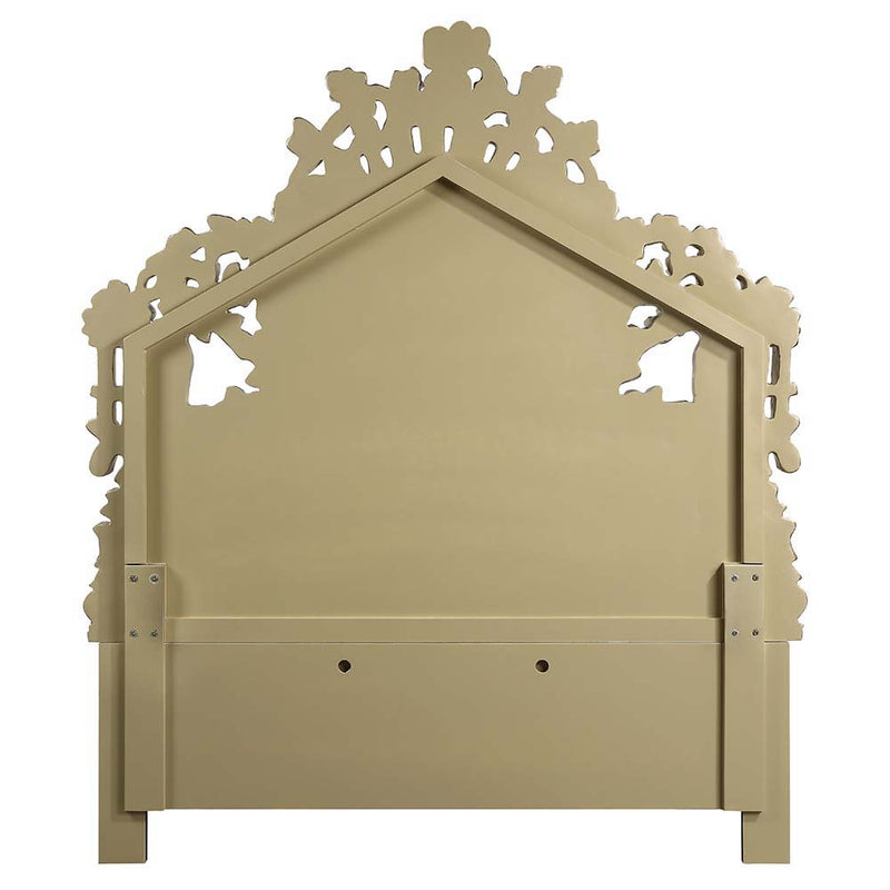 Bernadette - Eastern King Bed - White Synthetic Leather Fabric & Gold - R&R Furniture Gallery (Fountain Valley, CA)
