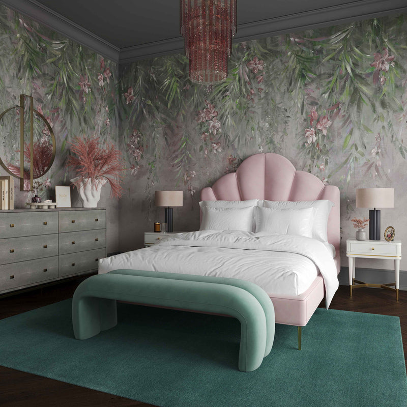 Leigh - Velvet Channeled Bench - R&R Furniture Gallery (Fountain Valley, CA)