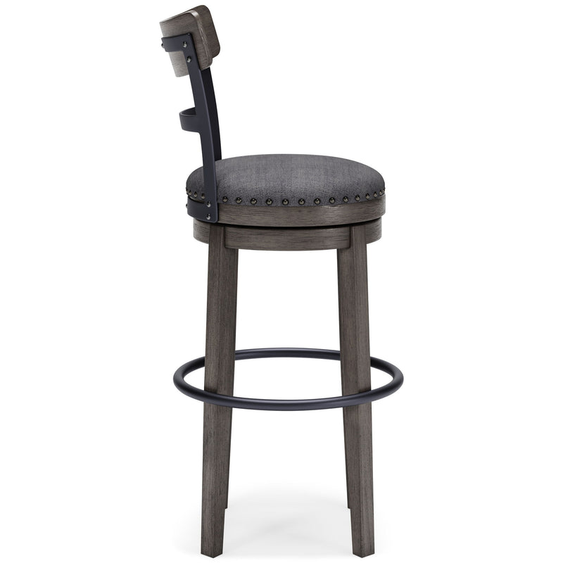 Caitbrook - Tall UPH Swivel Barstool - Gray - R&R Furniture Gallery (Fountain Valley, CA)