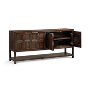 Classic Home Costa 4-door buffet cabinet with wood finish and sleek design, featuring four spacious doors for storage.