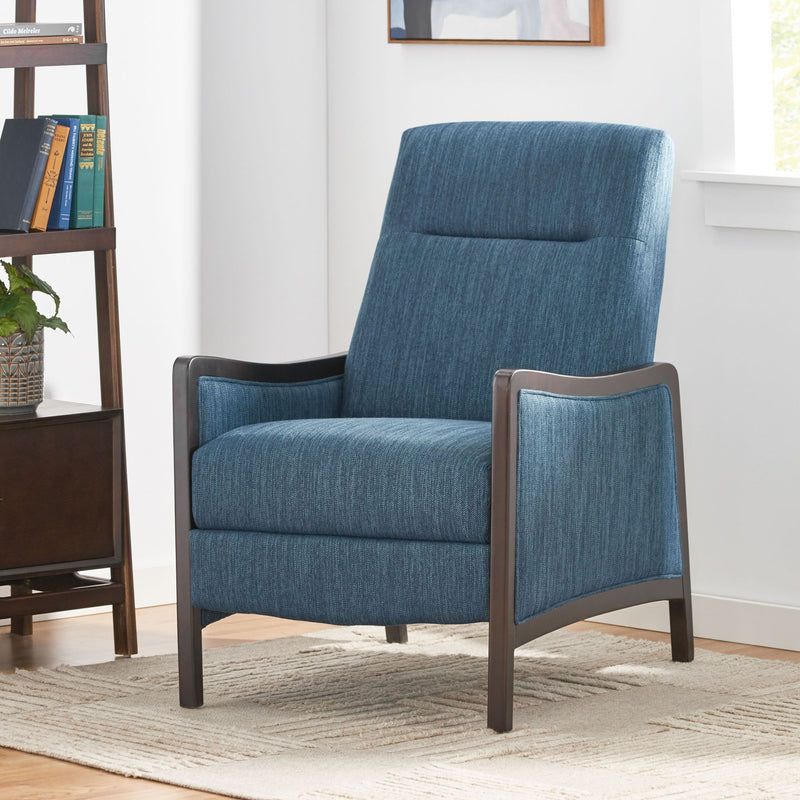 Noble House Drury contemporary fabric upholstered pushback recliner with plush cushioning and modern design.