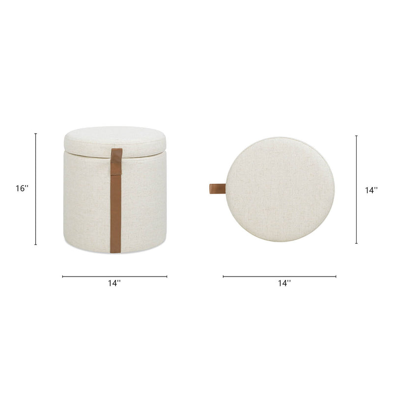 Brandy - Round Upholstered Storage Ottoman With Accent - R&R Furniture Gallery (Fountain Valley, CA)