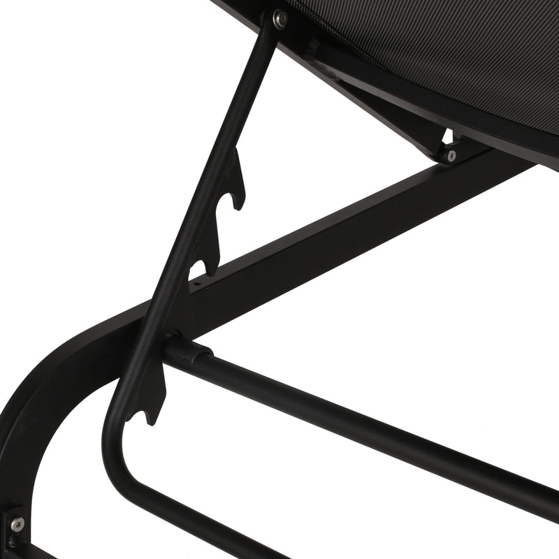 Noble House Finn outdoor chaise lounge with modern design, featuring cushioned seating and a sleek metal frame for outdoor relaxation.