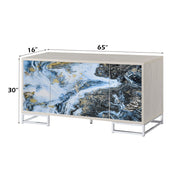 Liam - Console Cabinet - Blue Marble Print & Chrome - R&R Furniture Gallery (Fountain Valley, CA)