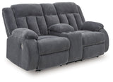 Observation - Double Reclining Power Loveseat With Console - Steel - R&R Furniture Gallery (Fountain Valley, CA)