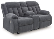 Observation - Double Reclining Power Loveseat With Console - Steel - R&R Furniture Gallery (Fountain Valley, CA)