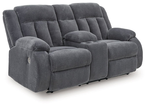 Observation - Double Reclining Power Loveseat With Console - Steel - R&R Furniture Gallery (Fountain Valley, CA)