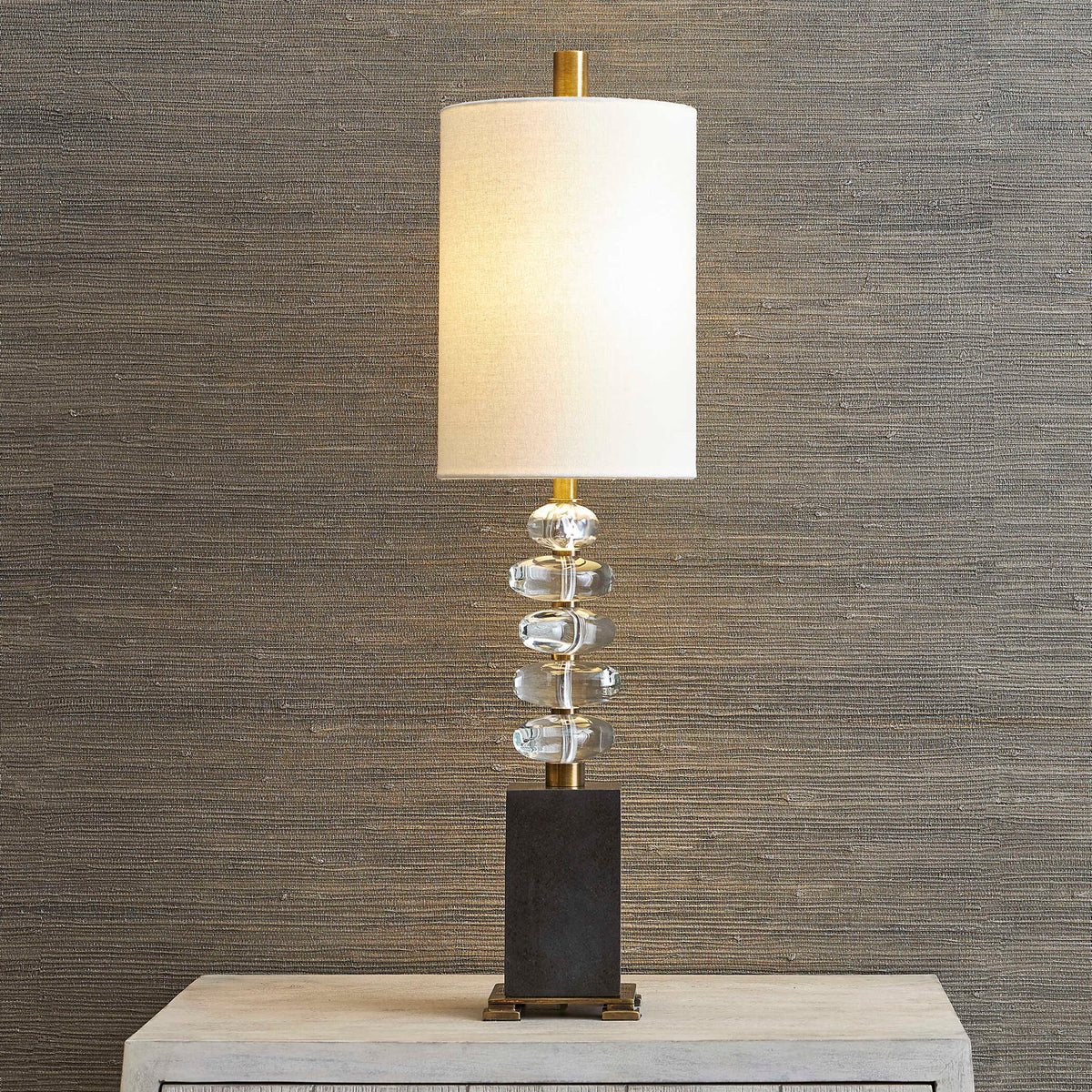 Edine - Buffet Lamp - Black / Brass / Brown