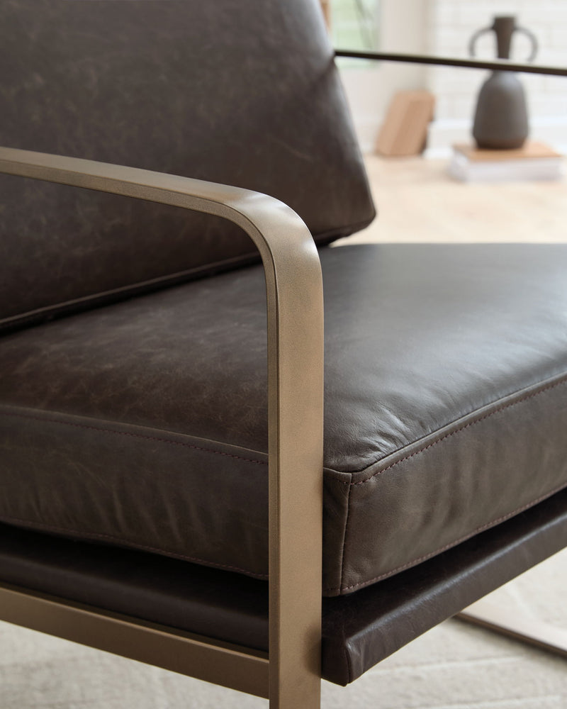 Bradett - Accent Chair - Dark Brown / Gold Finish - R&R Furniture Gallery (Fountain Valley, CA)