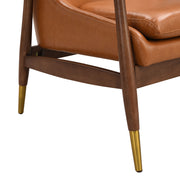 Mid - Century Accent Chair With Cushioned Seat, Brass Tipped Legs - R&R Furniture Gallery (Fountain Valley, CA)