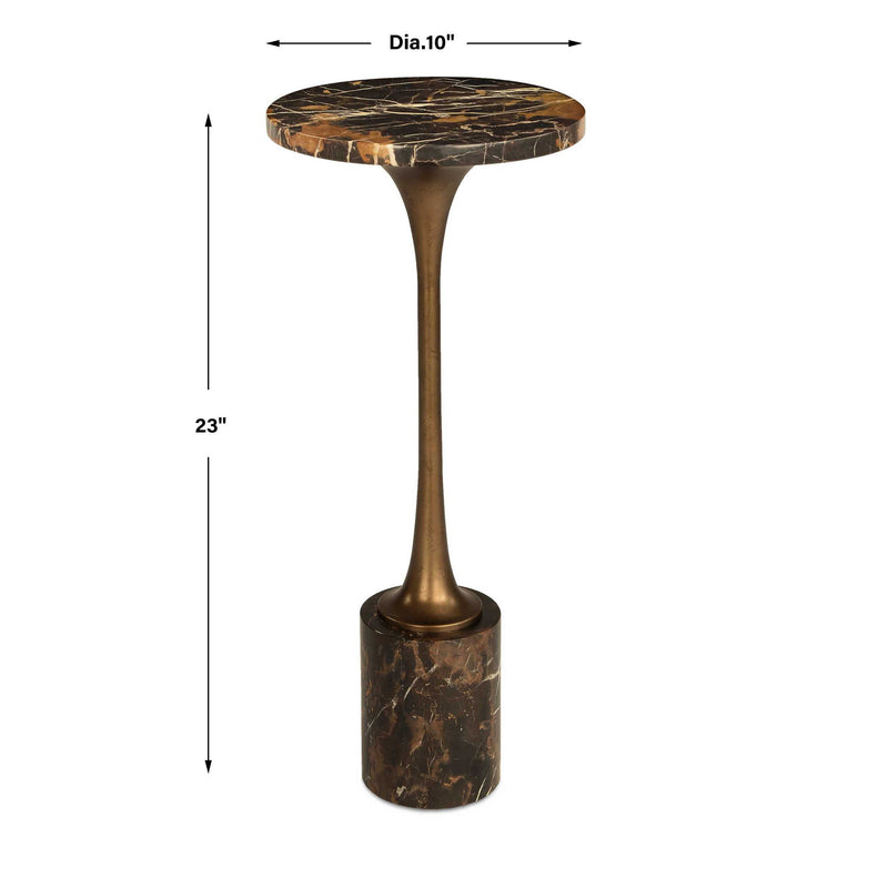 Karnes - Dark Marble Drink Table - Black / Bronze / Brown