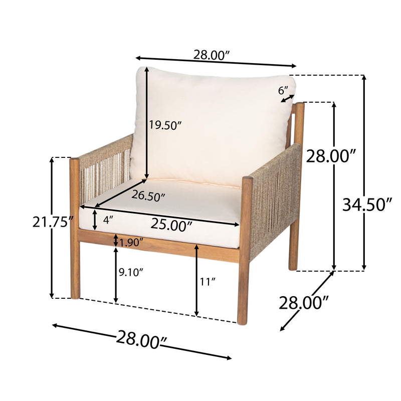 Modern Outdoor Woven Lounge Chair With Solid Wood Frame - Teak - R&R Furniture Gallery (Fountain Valley, CA)