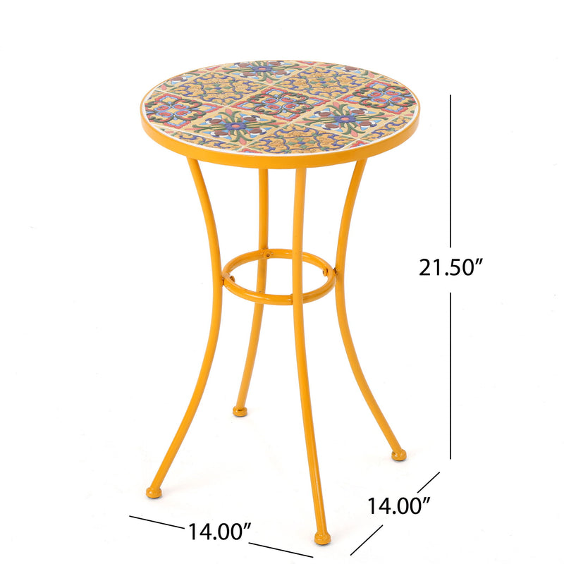 Outdoor Side Table With Tile Mosaic Table Top - Yellow - R&R Furniture Gallery (Fountain Valley, CA)