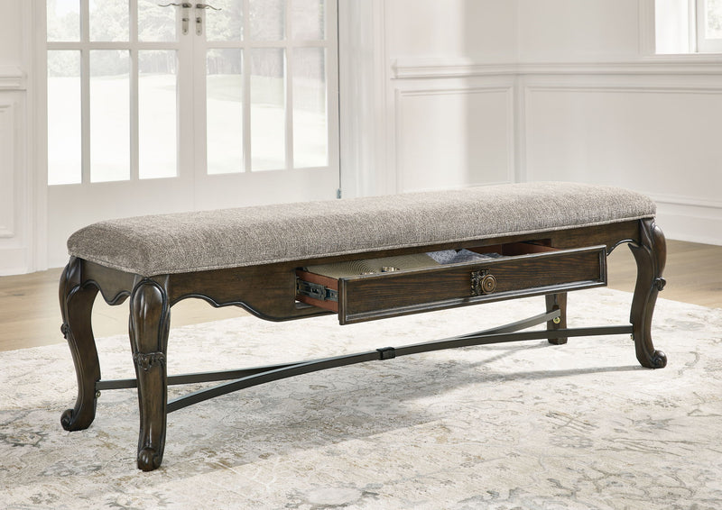 Maylee - Upholstered Storage Bench - Dark Brown - R&R Furniture Gallery (Fountain Valley, CA)
