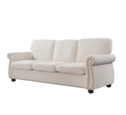 Soft Sofa, Upholstered 3 Seater Couch With High Density Foam, Loose Back Cushions And Turned Legs - R&R Furniture Gallery (Fountain Valley, CA)