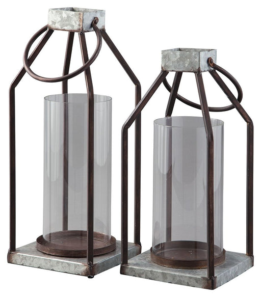 Diedrick - Lantern Set (Set of 2) - Gray / Black - R&R Furniture Gallery (Fountain Valley, CA)