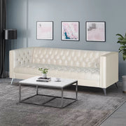Contemporary Noble House 3-seater sofa with button tufting and plush upholstery, perfect for modern living rooms.