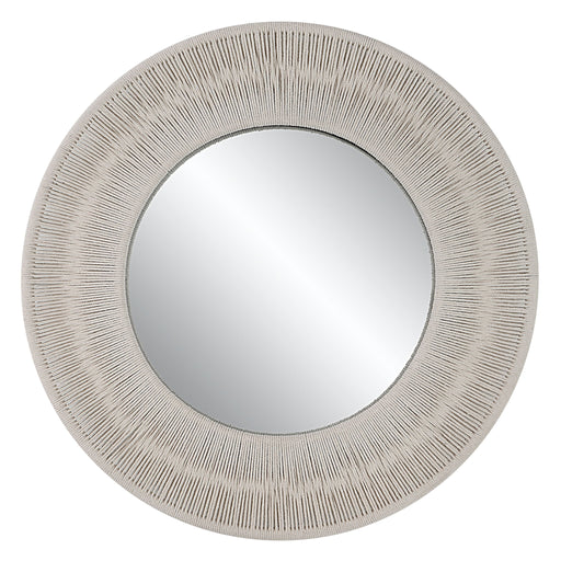 Round wall mirror with sailor's knot design by Uttermost, featuring a nautical-inspired frame for coastal decor.