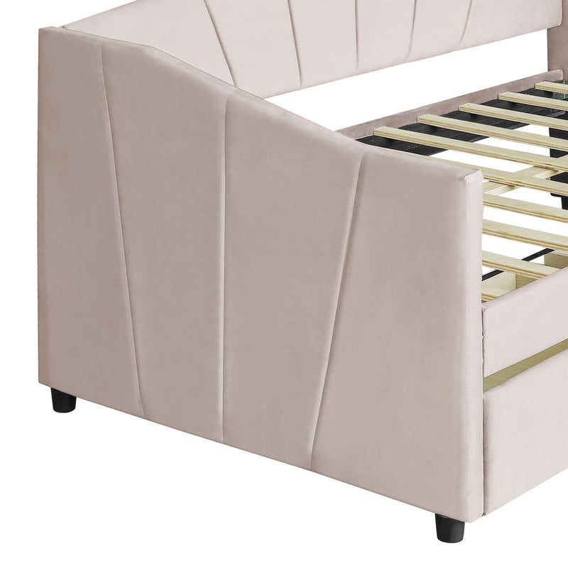 Upholstered Daybed With Two Drawers And Wood Slat - R&R Furniture Gallery (Fountain Valley, CA)