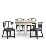 Americana Modern Dining - Round Dining Table And 4 Black Barrel Chairs - Cotton - R&R Furniture Gallery (Fountain Valley, CA)