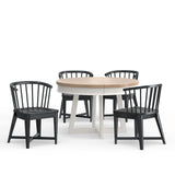 Americana Modern Dining - Round Dining Table And 4 Black Barrel Chairs - Cotton - R&R Furniture Gallery (Fountain Valley, CA)