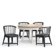 Americana Modern Dining - Round Dining Table And 4 Black Barrel Chairs - Cotton - R&R Furniture Gallery (Fountain Valley, CA)