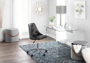 Lumi Source Glacier contemporary writing desk with clear glass top and chrome metal legs, modern office workspace furniture