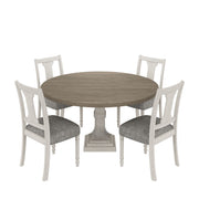 Tannen - Round 5 Piece Dining Table (Set of 5) - White And Gray - R&R Furniture Gallery (Fountain Valley, CA)