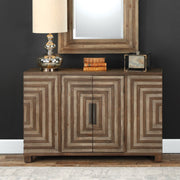 Uttermost Layton Geometric Console Cabinet in light brown wood with modern geometric design for stylish accent storage.