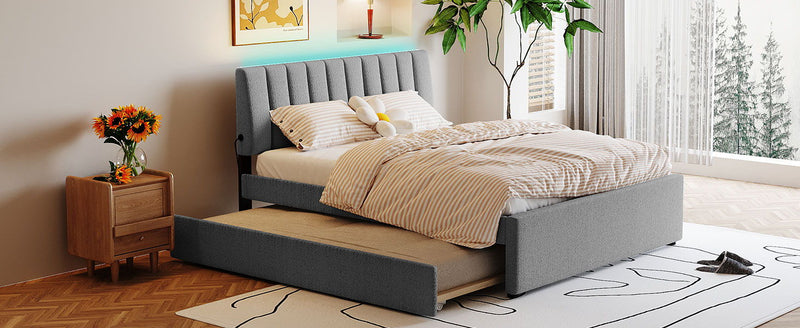 Upholstered Platform Bed With Trundle - R&R Furniture Gallery (Fountain Valley, CA)