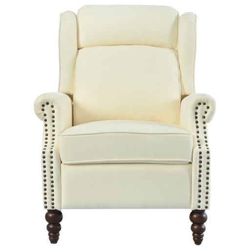 Push Back Recliner Chair Upholstered Recliner Armchair With Classic Wing Back And Solid Gourd-Shaped Legs - R&R Furniture Gallery (Fountain Valley, CA)