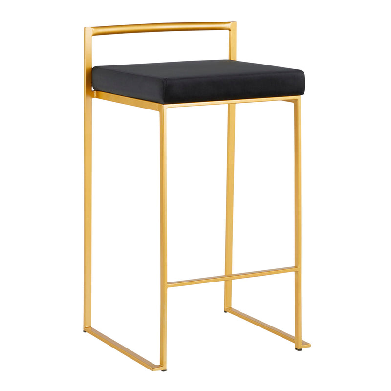 Lumi Source Fuji contemporary glam design counter stool set of 2 with sleek metal frames and upholstered seats.