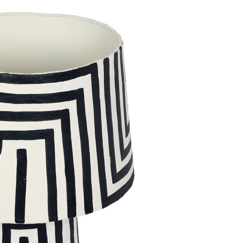 Minori - Striped Papier Mache Table Lamp - Black - R&R Furniture Gallery (Fountain Valley, CA)