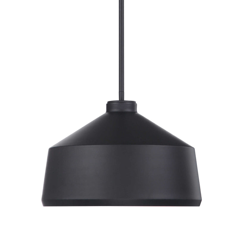 Uttermost Holgate black 1-light pendant light hanging fixture with a sleek modern design.
