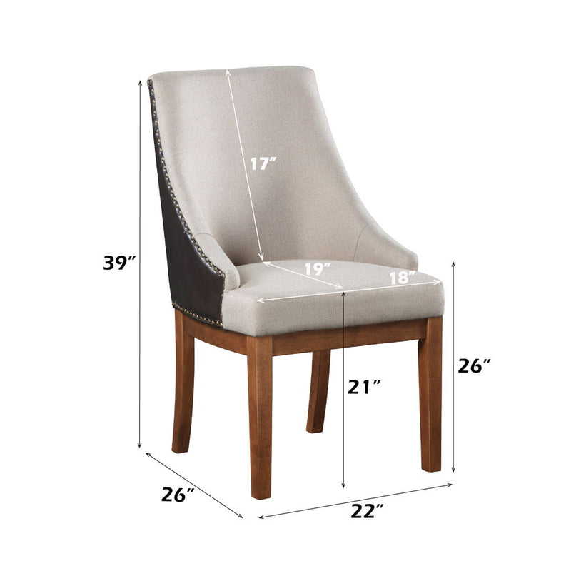 Gilsea - Fabric & Synthetic Leather Side Chair (Set of 2) - Beige & Brown Finish - R&R Furniture Gallery (Fountain Valley, CA)