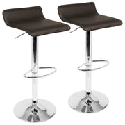 Set of two Lumi Source Ale contemporary adjustable barstools with sleek design and wooden seats showing in the image.
