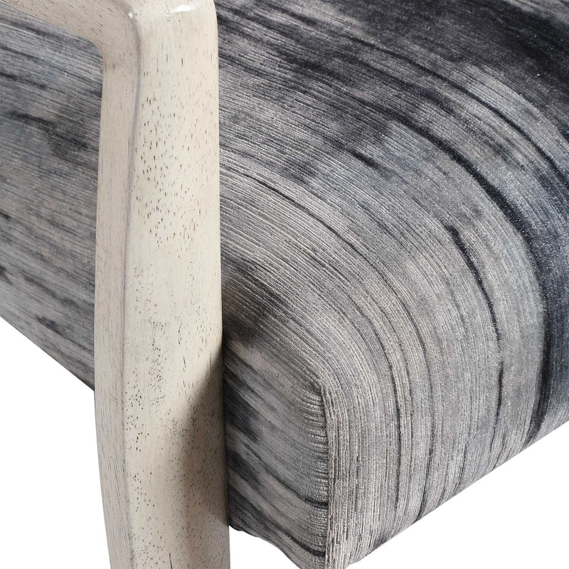 Gray watercolor Chenille accent chair by Uttermost featuring a comfortable, stylish design with soft upholstery.
