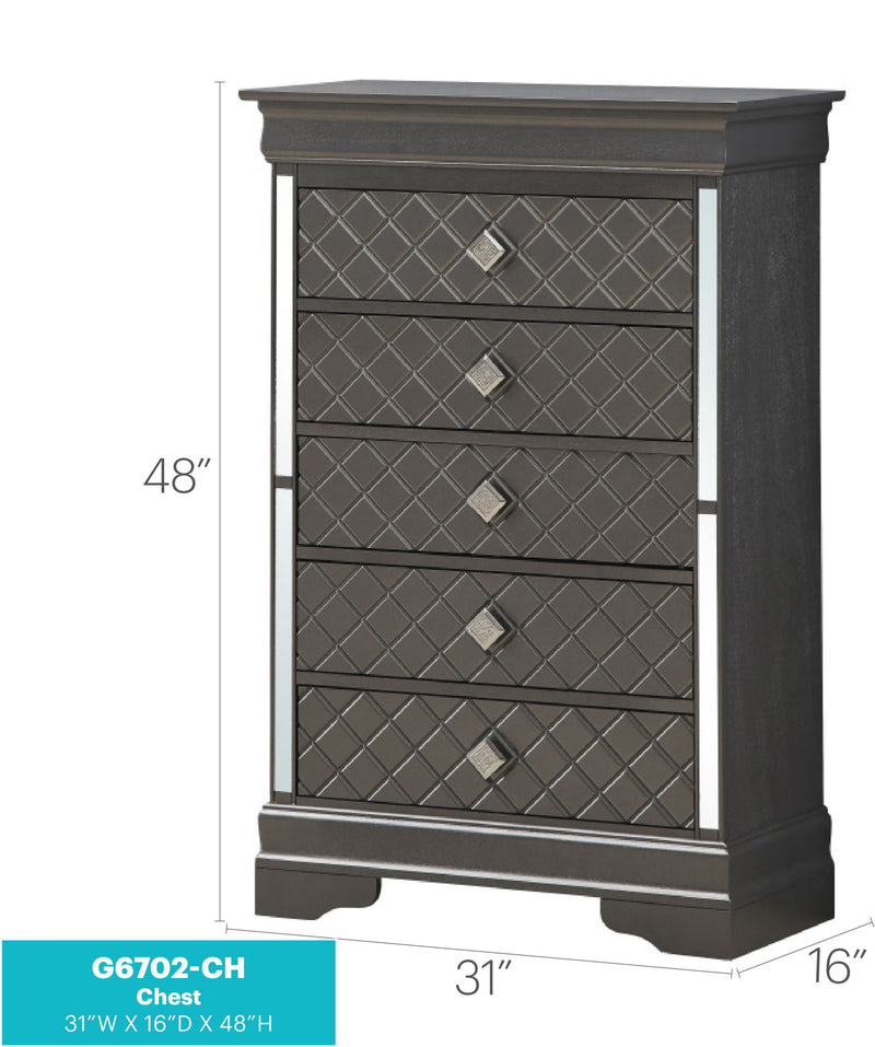 Glory Furniture Verona accent chest with elegant wood finish, featuring multiple drawers and decorative handles.