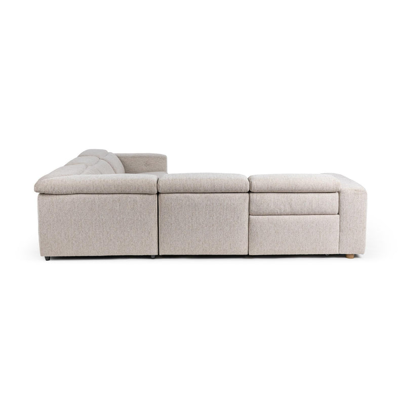 Classic Home Knoxville power recliner sectional with plush fabric, featuring multiple reclining seats and modern design.