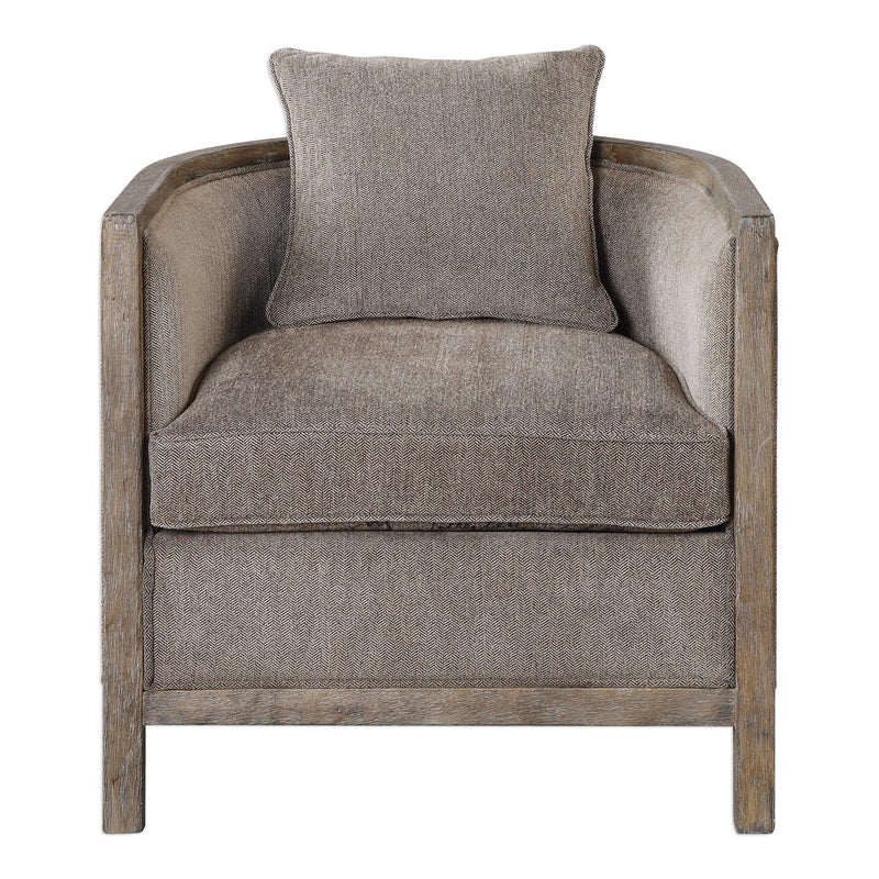 Gray Chenille Accent Chair by Uttermost with plush upholstery and modern design, perfect for living room or bedroom decor.