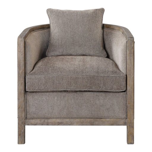 Gray Chenille Accent Chair by Uttermost with plush upholstery and modern design, perfect for living room or bedroom decor.