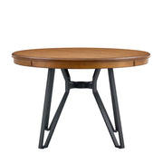 Mid Century Modern Round Dining Table With Metal Legs And Open Shelf - R&R Furniture Gallery (Fountain Valley, CA)