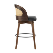 Pair of Noble House Como indoor wood barstools with sleek, modern design and natural wood finish, ideal for kitchen or bar seating.