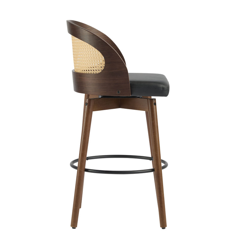 Pair of Noble House Como indoor wood barstools with sleek, modern design and natural wood finish, ideal for kitchen or bar seating.