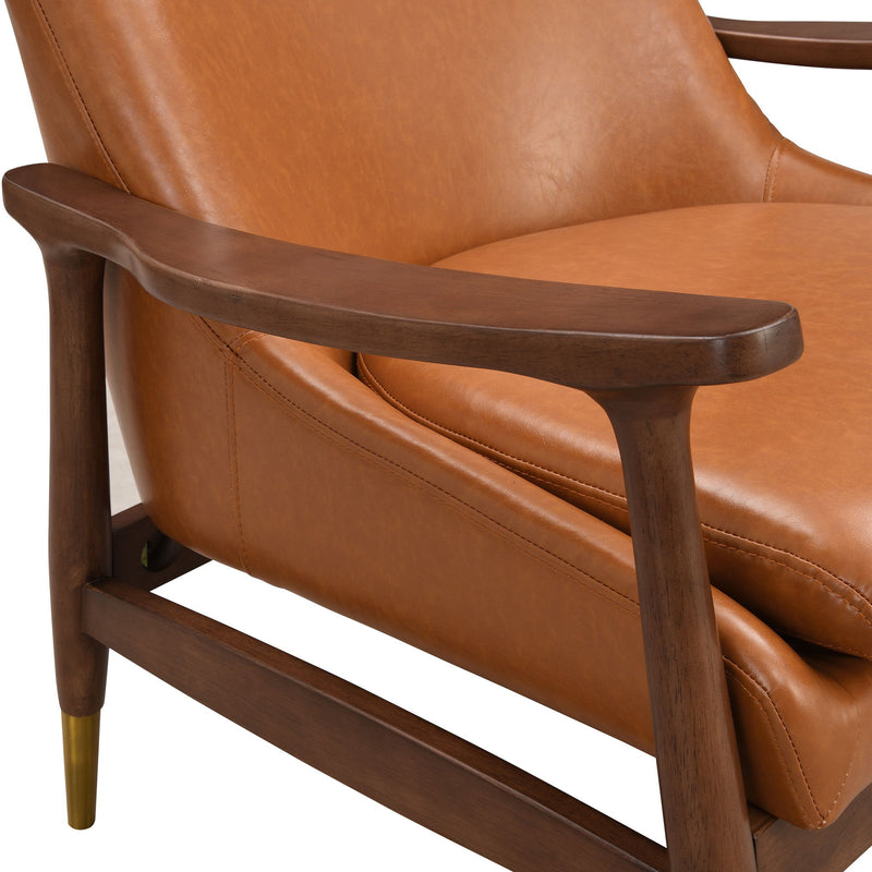 Mid - Century Accent Chair With Cushioned Seat, Brass Tipped Legs - R&R Furniture Gallery (Fountain Valley, CA)