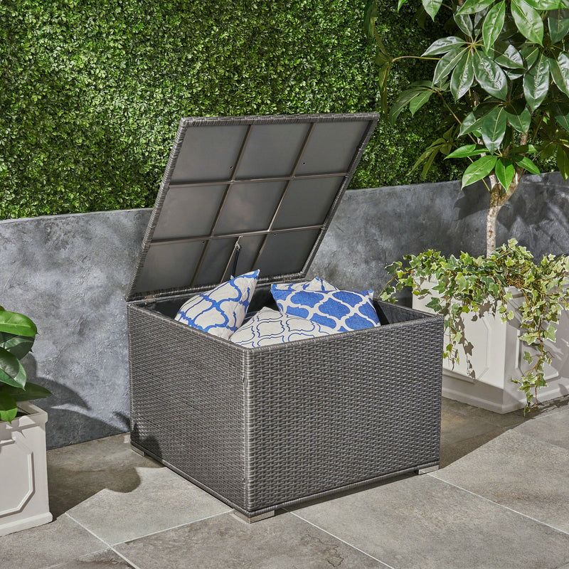 Santa Rosa storage table by Noble House featuring a wooden finish and functional tabletop storage in a modern design.