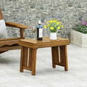 Noble House Temptation outdoor foldable side table with slat design, lightweight and portable for patio or garden use.