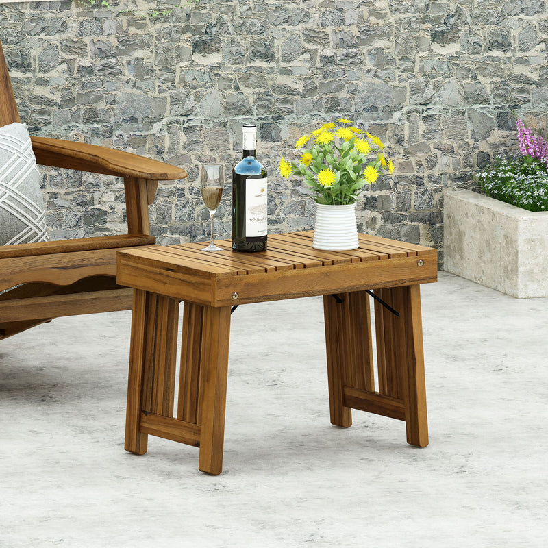 Noble House Temptation outdoor foldable side table with slat design, lightweight and portable for patio or garden use.