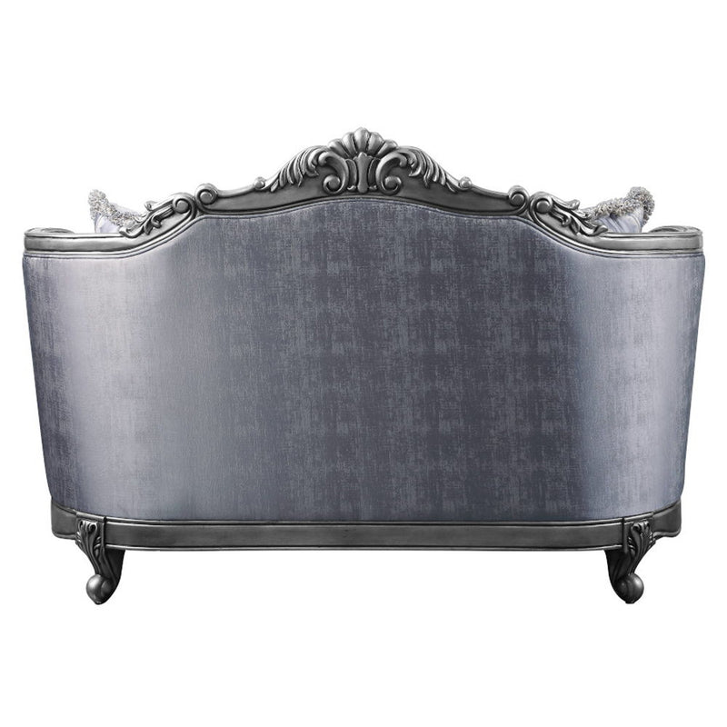 Ariadne - Loveseat With 3 Pillows - Fabric & Platinum - R&R Furniture Gallery (Fountain Valley, CA)