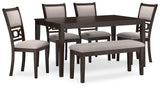 Langwest - Dining Room Table Set (Set of 6) - Brown - R&R Furniture Gallery (Fountain Valley, CA)